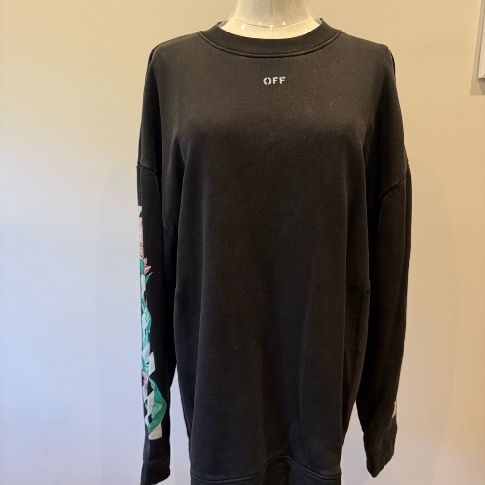 OFF Black Sweatshirt with Graphic Sleeve